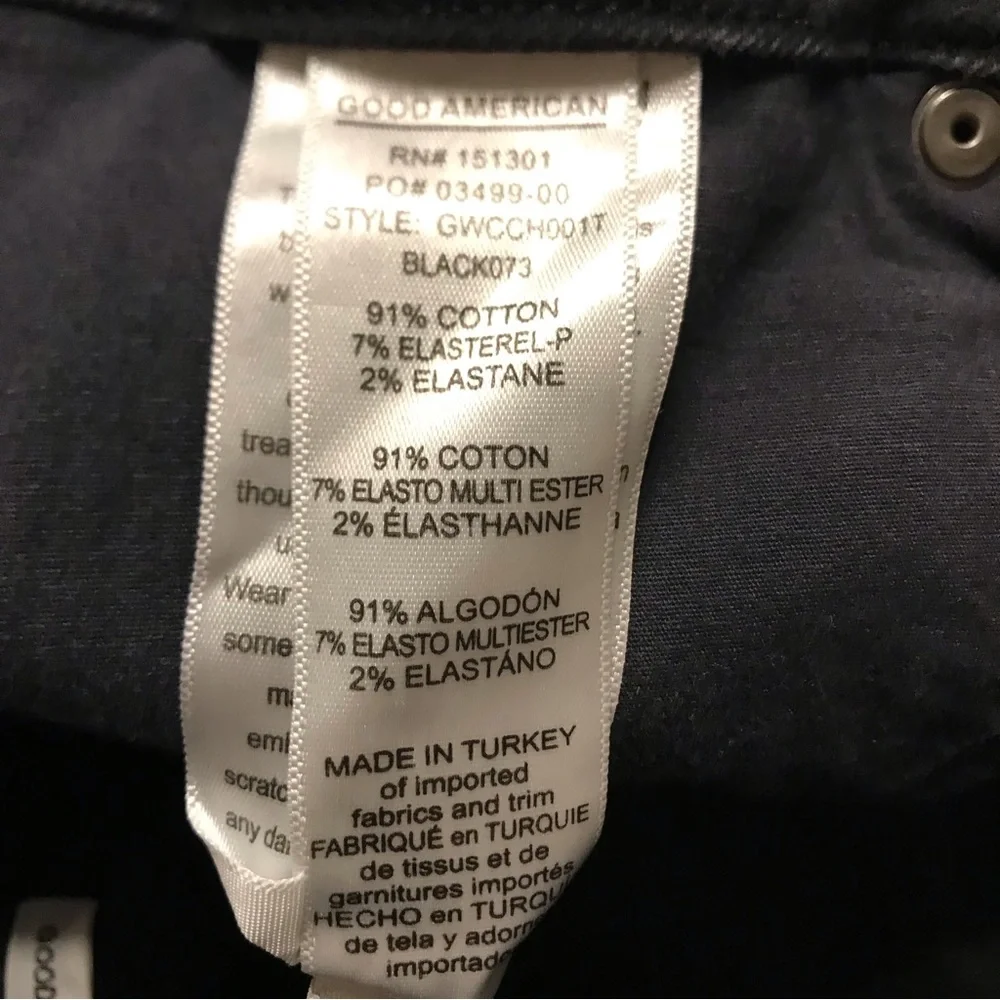 Good American Good Waist Crop Raw Step Hem Black Jean Size 6/28 - Picture 10 of 10